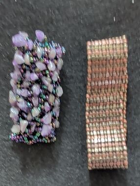 Beaded Lavender and Rose Gold Bracelet Set